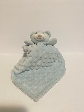 Crevent Bear Lovey Minky Teddy Plush Baby Toy Blue Sherpa Toy Security Blanket